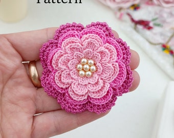 Multilayer Crochet Flower Pattern. Make hair accessories. Wedding decorations.