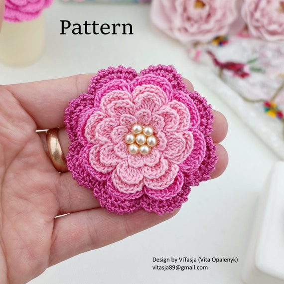 Multilayer Crochet Flower Pattern. Make Hair Accessories. Wedding