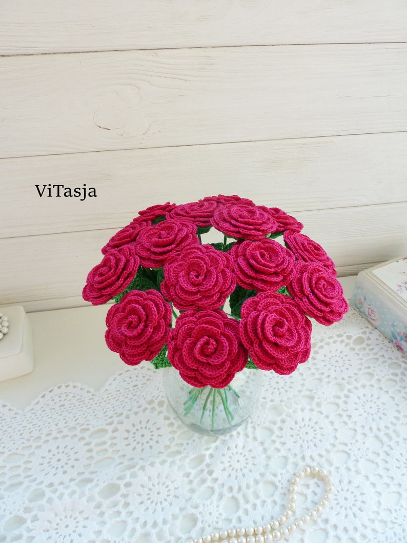 Crochet rose PATTERN. Flowers for home decor. Crochet gift. Crochet for mother's Day. image 6