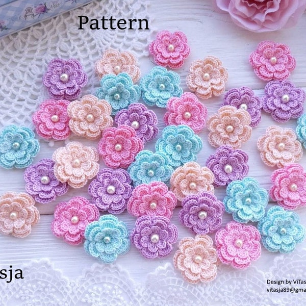 Crochet Flower Pattern. Wedding crochet. Making accessories,jewelry, brooch, headband.