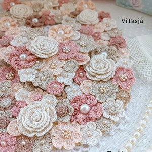PATRÓN de flores/letras a crochet. Letras para regalar. Flores de uso universal para coser y decorar artículos. Confección de accesorios y bisutería. Bodas