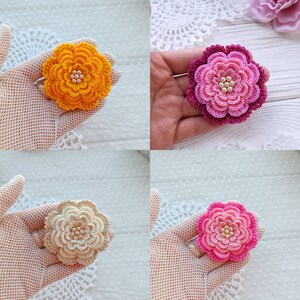 Set of PATTERNS for flowers 7 pcs. Flowers for jewelry. Crochet brooch flowers. Crochet wedding flowers. Headband crochet flowers. image 6