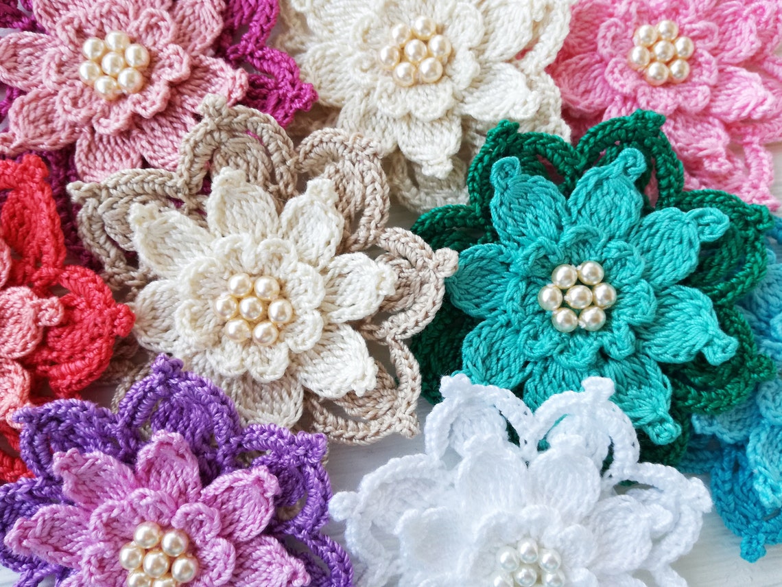 Crochet flower Pattern. Embellish pattern. Crochet pattern | Etsy