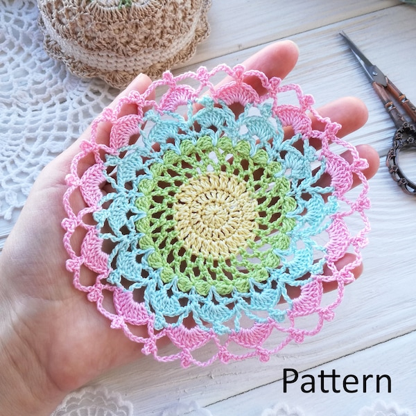 Crochet doily PATTERN. Crochet home decor pattern. Crochet doily dreamcatcher. Crochet coaster pattern. Easy crochet pattern. Crochet lace.