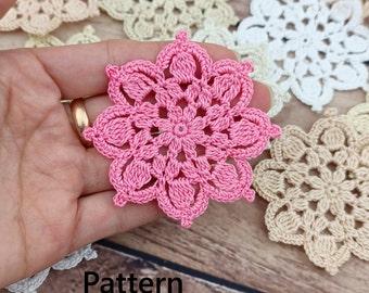 Crochet Flower/Doily PATTERN. Easy crochet, PDF. Flower Photo Tutorial. Pattern Instant Download  Crochet motif pattern. Coaster.