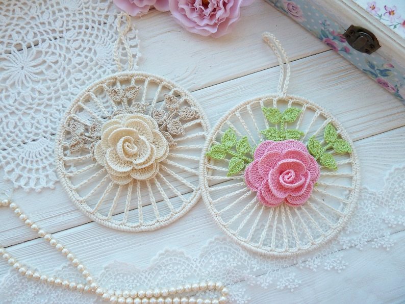 Crochet flower PATTERN. Rose pattern. Crochet motif pattern. Crochet jewelry pattern. Crochet brooch pattern. Wedding crochet pattern. image 4