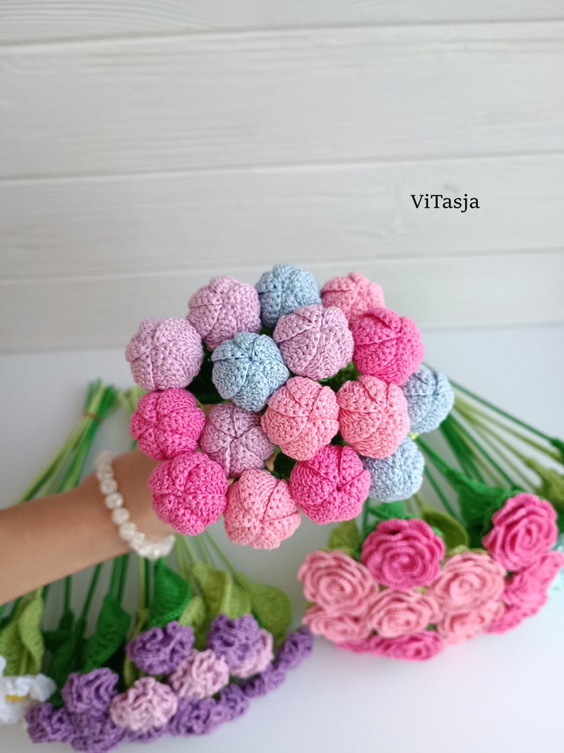 Crochet bouquet PATTERN. Flowers for decor. Make crochet gift. Crochet wedding flowers. Floral Arrangement. Crochet flowers for mothers day. image 9