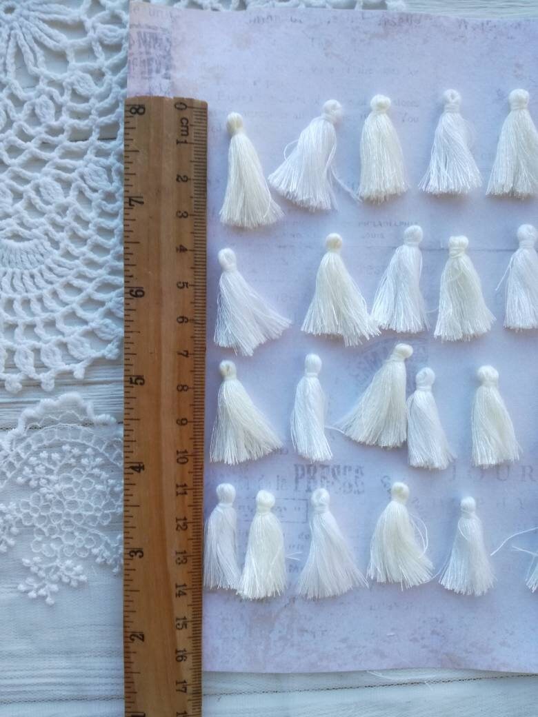 30 small tassels white and cream. Mix tassels. Etsy