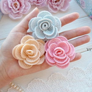 Crochet flower PATTERN. Rose pattern. Crochet motif pattern. Crochet jewelry pattern. Crochet brooch pattern. Wedding crochet pattern. image 2