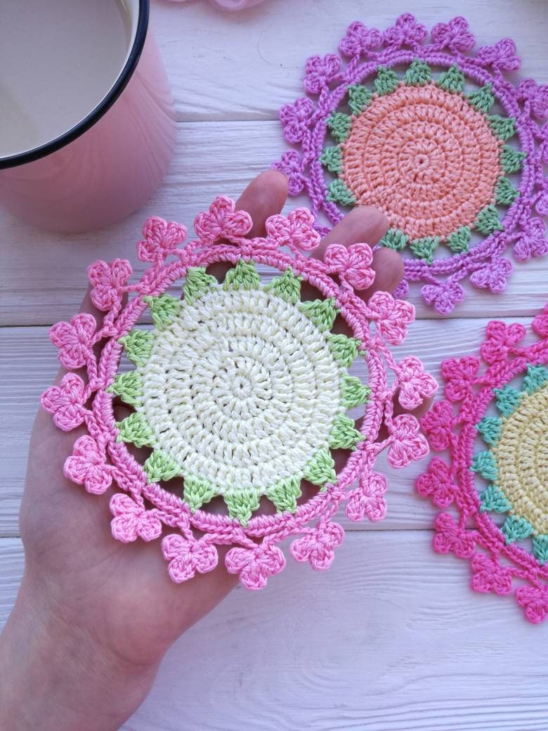 Crochet Coaster PATTERN. Crochet Kitchen Decor. Crochet Doily Etsy