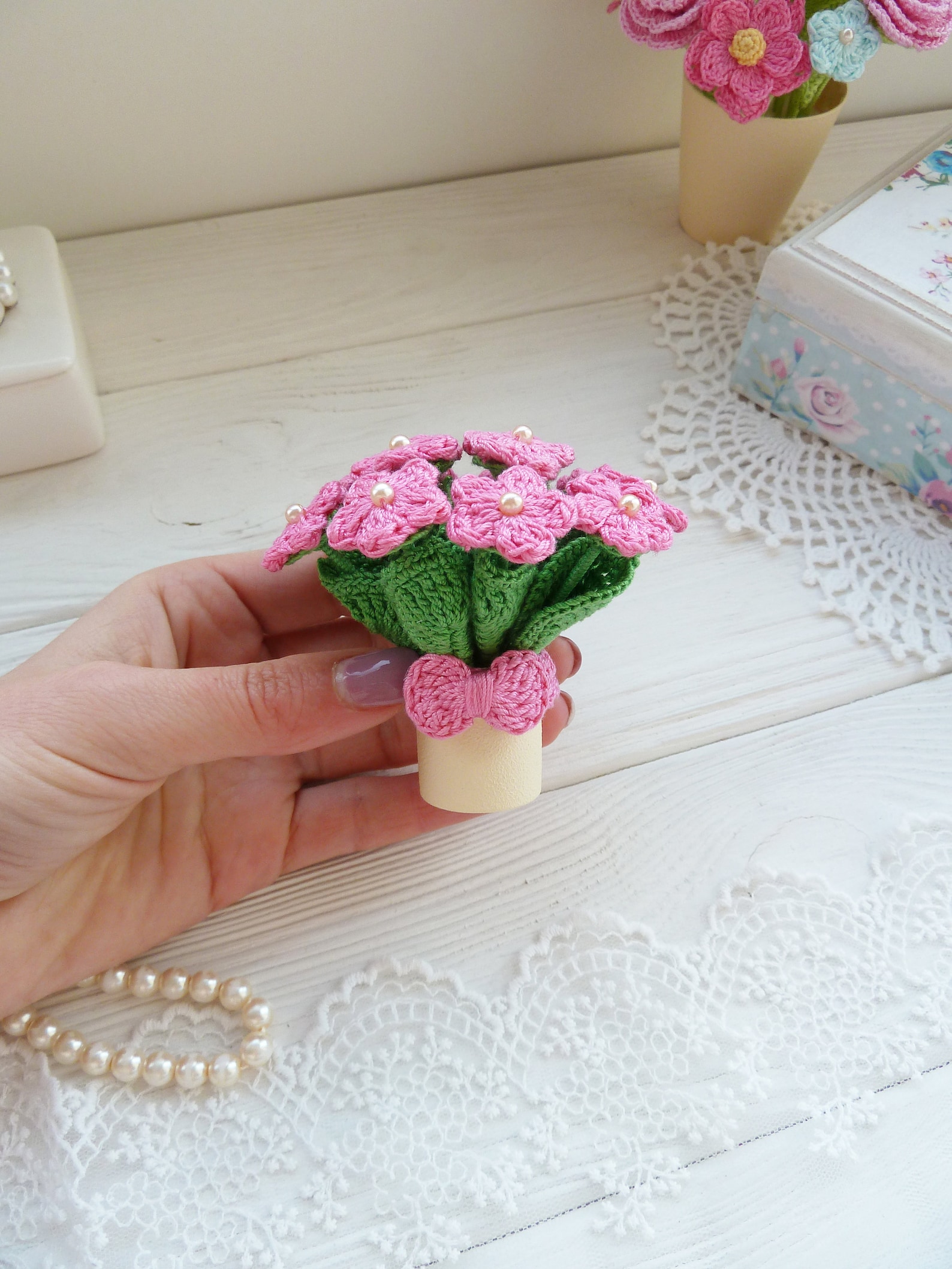 Crochet Bouquet.miniature Flower Bouquet.mothers Day Etsy