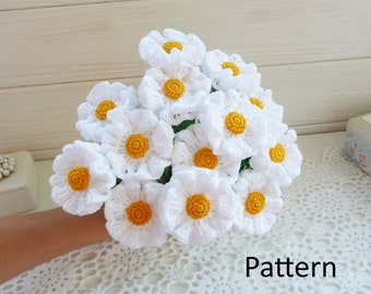 Crochet daisies PATTERN. Crochet wedding flowers. Crochet for home decor. Crochet flowers for Mother's day. Crochet  for gift.
