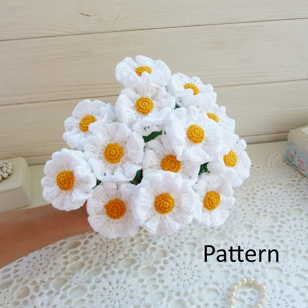 Crochet daisies PATTERN. Crochet wedding flowers. Crochet for home decor. Crochet flowers for Mother's day. Crochet  for gift.