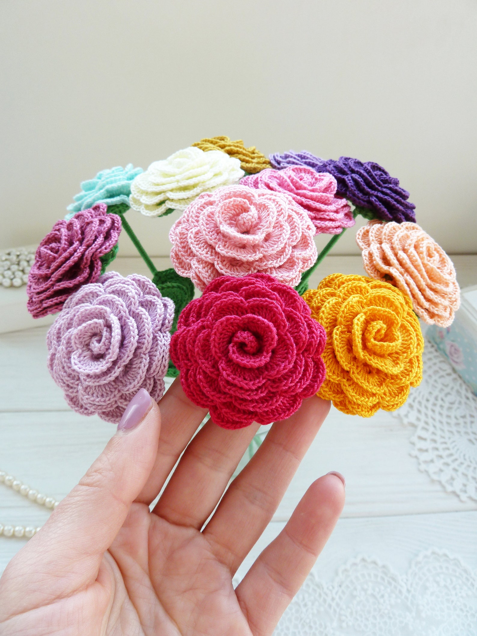 Crochet rose in a pot PATTERN. Crochet flower pattern. Crochet | Etsy