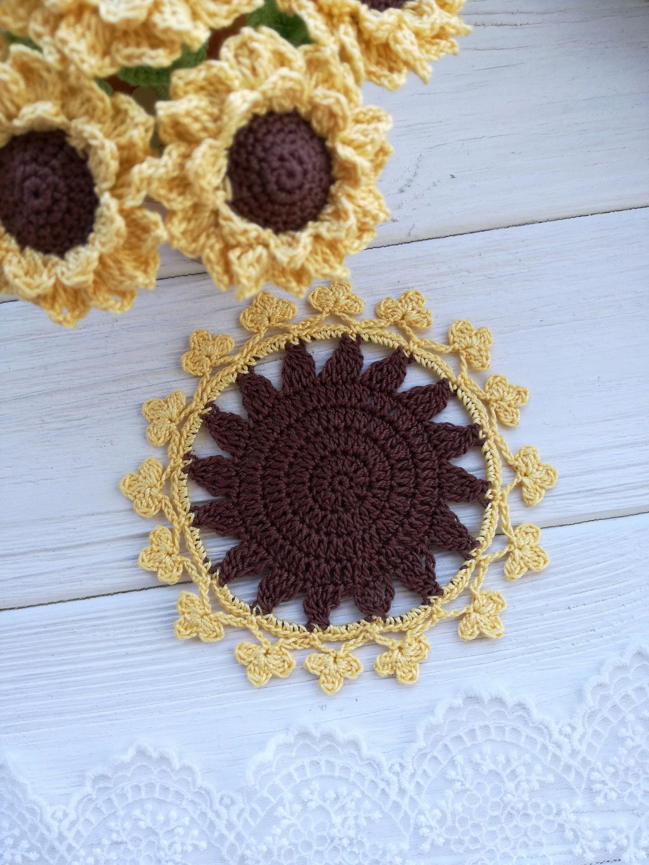 Crochet Coaster PATTERN. Crochet Kitchen Decor. Crochet Doily Etsy