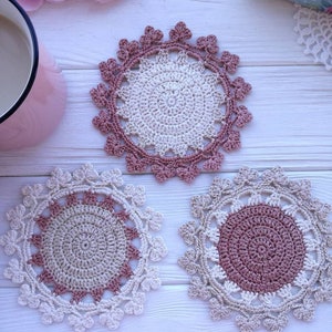 Crochet coaster PATTERN. Crochet kitchen decor. Crochet doily pattern. Christmas crochet. Crochet PDF. Christmas coasters. Christmas gift image 7