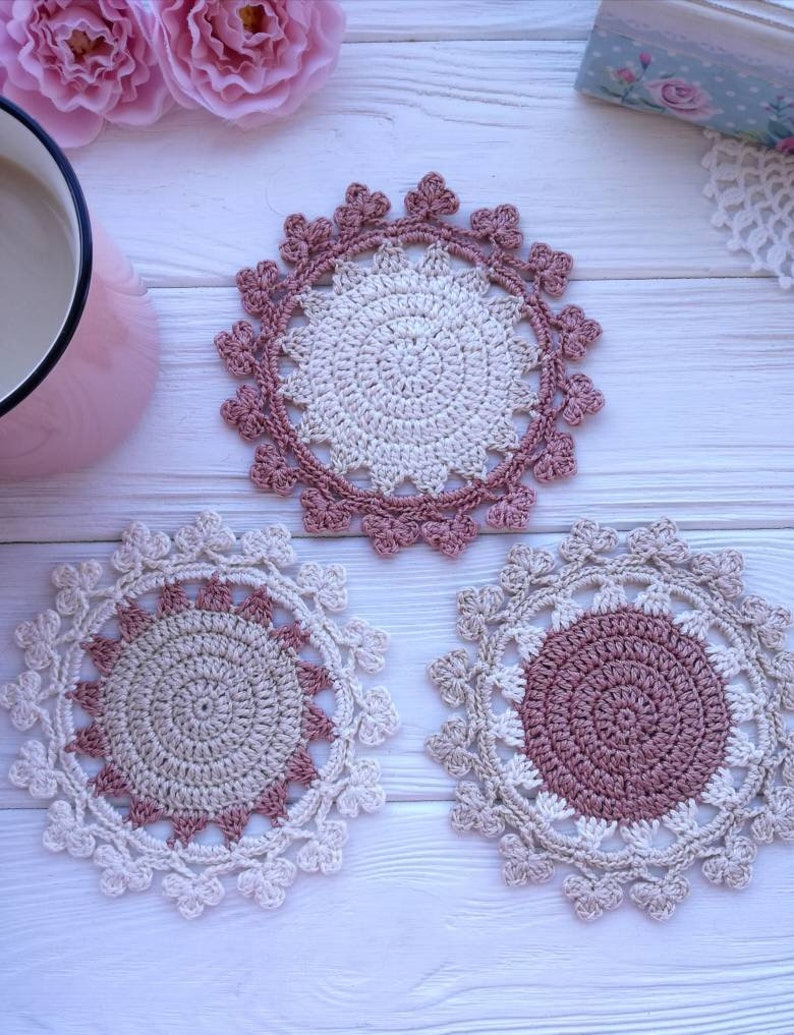 Crochet coaster PATTERN. Crochet kitchen decor. Crochet doily pattern. Christmas crochet. Crochet PDF. Christmas coasters. Christmas gift image 7