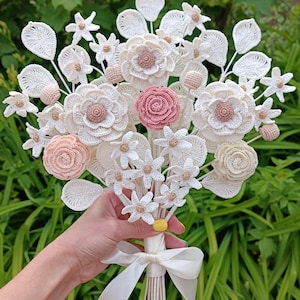 Wedding Crochet Bouquet Pattern PDF, DIY Wedding Flowers, Bridal Crochet Rose Tutorial, Handmade Wedding Decor, Instant Download