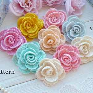 Crochet flower PATTERN. Rose pattern. Crochet motif pattern. Crochet jewelry pattern. Crochet brooch pattern. Wedding crochet pattern. image 1