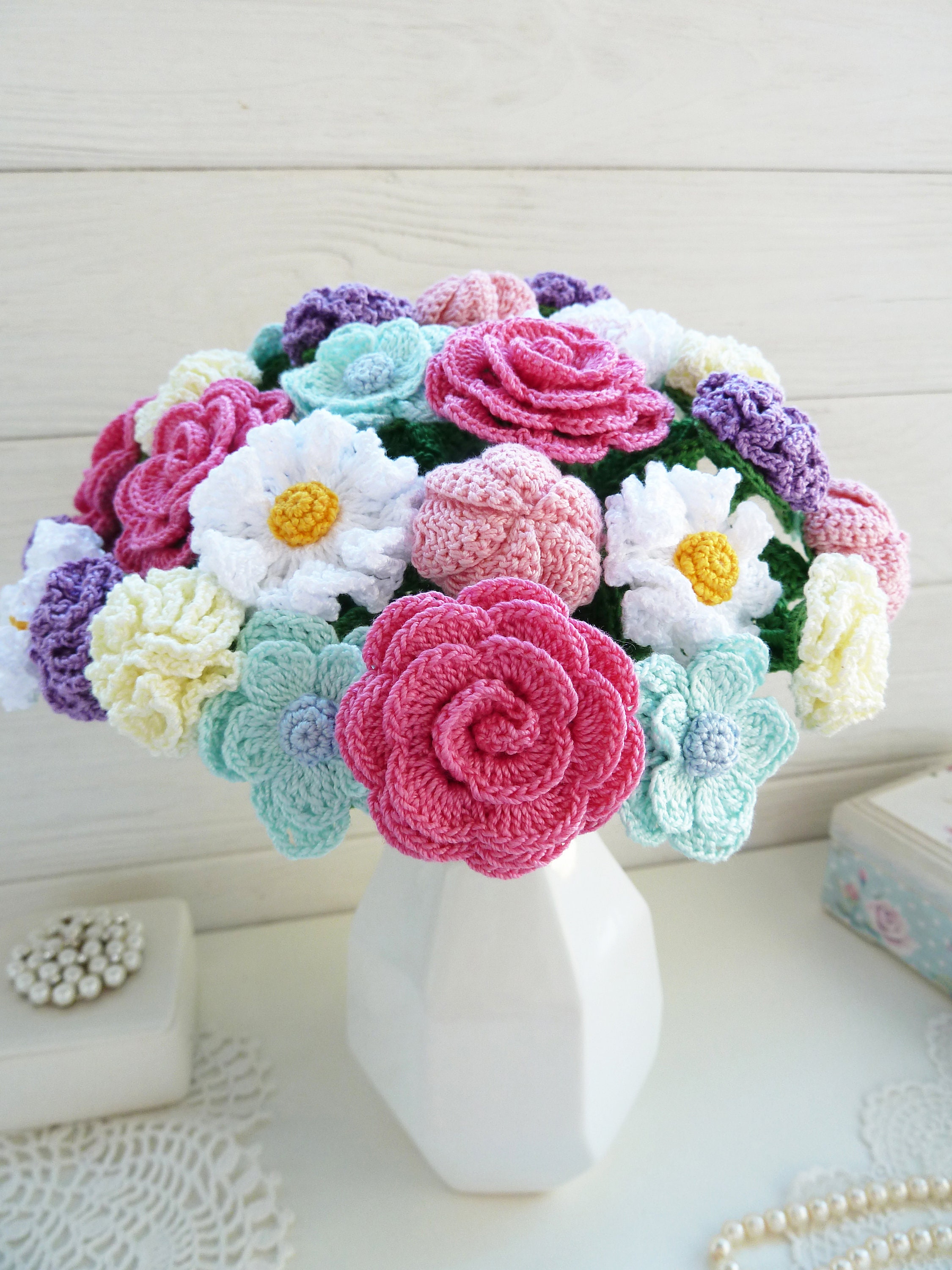 Crochet Bouquet PATTERN. Flowers for Decor. Make Crochet Gift. - Etsy
