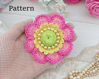 Crochet Flower Pattern. Brooch Pattern. Crochet for girls. Crochet Headband Flower. Easy Crochet Tutorial.Crochet Flower Hat.Wedding Flower.