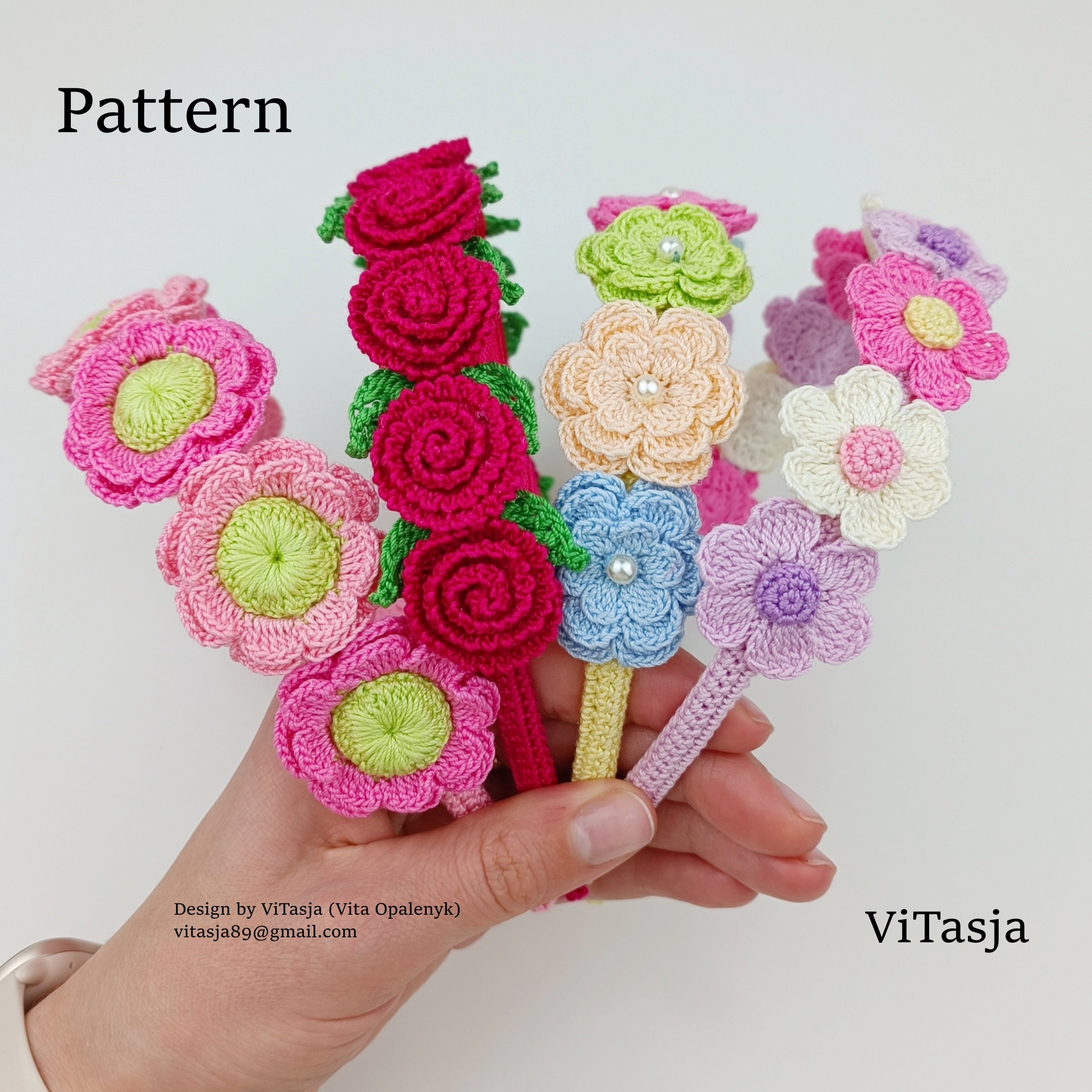 Cotton Crochet Headbands Floral Pattern Adjustable Hair Accessories Set of 4 Easy Crochet Hair Accessories - Love to stay home main image 4