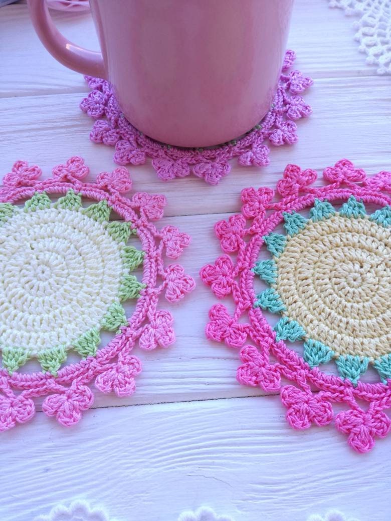 Crochet Coaster PATTERN. Crochet Kitchen Decor. Crochet Doily Etsy
