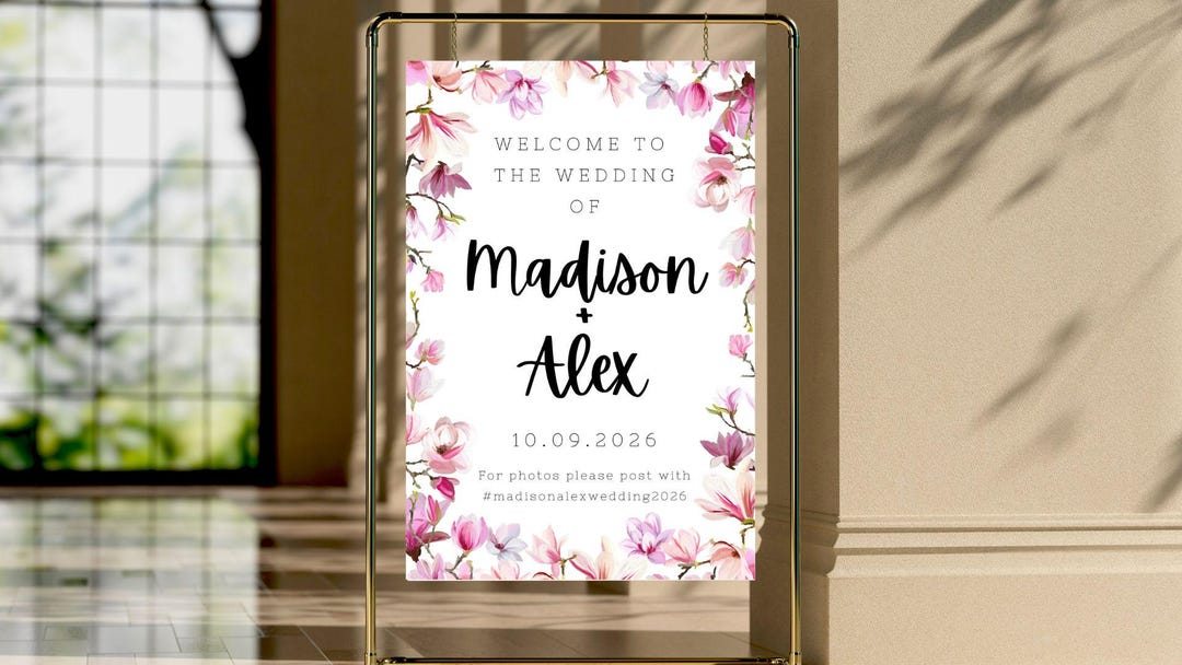 Floral Wedding Sign Template: Editable Digital Download - Etsy