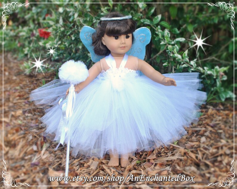 READY to SHIP BLUE and Silver Inspired Princess Doll Fairy Wings for 18 American Girl /& 15 Bitty Doll Disney Wedding Dressup Dress Up