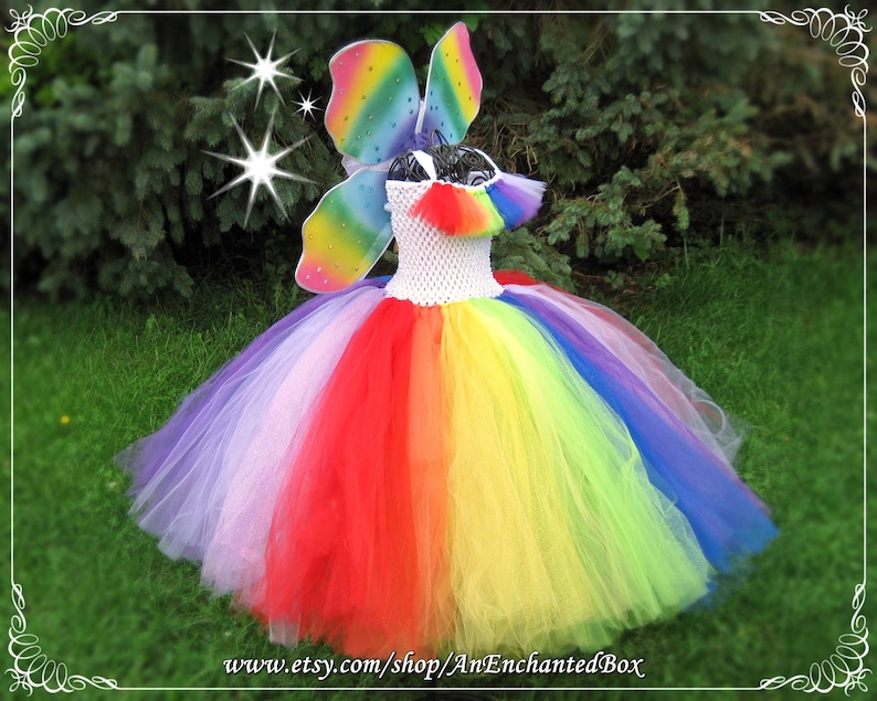 RAINBOW FAIRY WINGS for Princess Dress Up for Girls and Dolls Dressup Flower Girl for Disney Wedding Trolls Candy Land Princess Poppy Harper