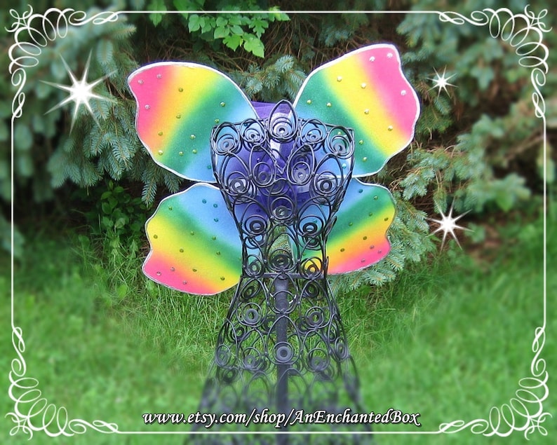 RAINBOW FAIRY WINGS for Princess Dress Up for Girls and Dolls Dressup Flower Girl for Disney Wedding Trolls Candy Land Princess Poppy Harper