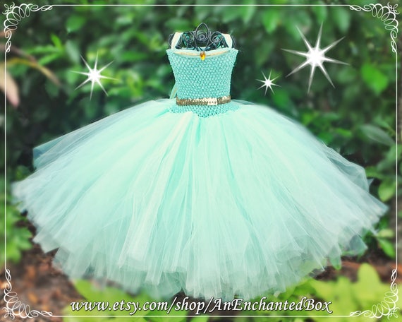 JASMINE Inspired Princess Dress for Girls, Dressup Gown and Flower Girl for Arabia Theme Wedding, Tutu Costume Aladdin, Mint Green Turquoise JASMINE Inspired Princess Dress for Girls, Dressup Gown and Flower Girl for Arabia Theme Wedding, Tutu Costume Aladdin, Mint Green Turquoise