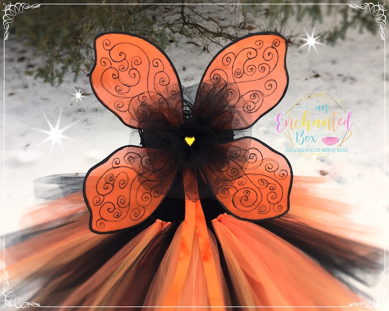 Dressup MONARCH BUTTERFLY Fairy WINGS Princess Dress Up for Girls Orange Black Baltimore Orioles Cincinnati Bengals Flower Girl Wedding