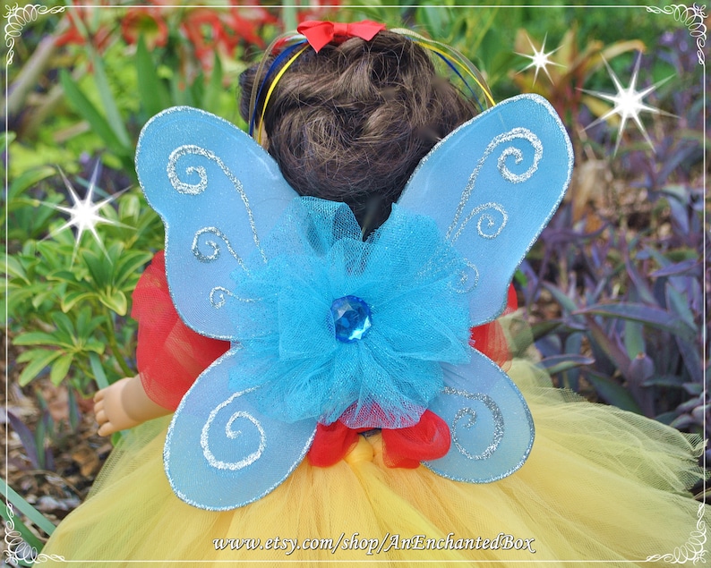 READY to SHIP BLUE and Silver Inspired Princess Doll Fairy Wings for 18 American Girl /& 15 Bitty Doll Disney Wedding Dressup Dress Up