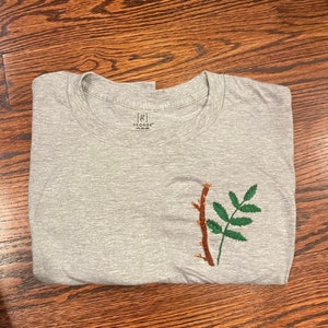 Hand embroidered ash tree t-shirt OR personalized with your favorite tree leaf