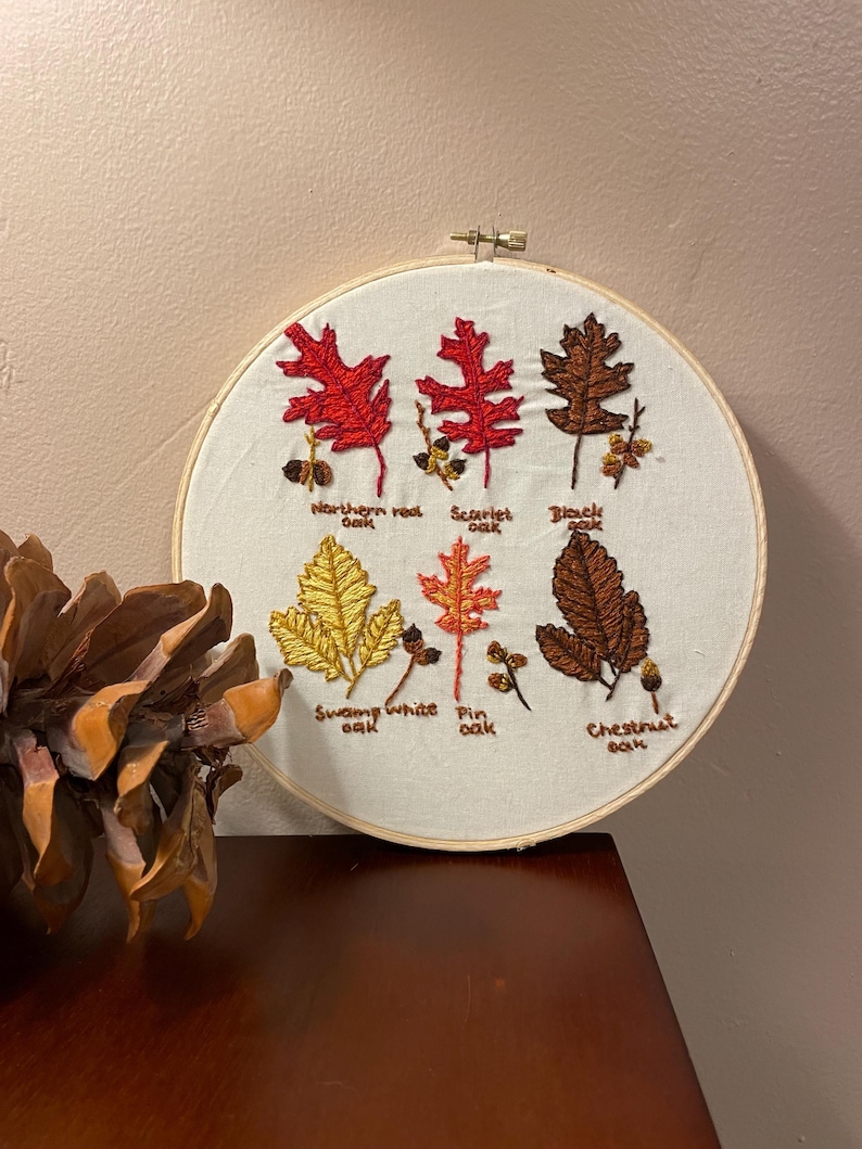 Hand Embroidered Oak Fall Color Tree Wall Hanging - Etsy