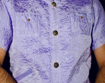 Gender Neutral Lavender Brocade "Shacket"