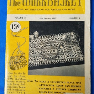 Workbasket Magazine Vol 17 #4 January 1952, Vintage Crafting Book, 1950s Book, Needlework, Knitting, Crochet, Rug Hooking, Free Shipping