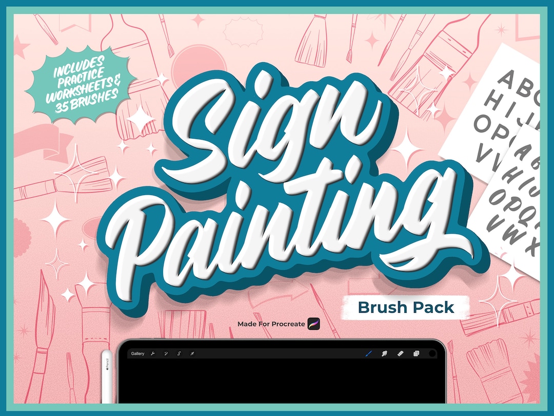 NEW Procreate Sign Painting Brush Pack, Sign Painting Lettering Brush