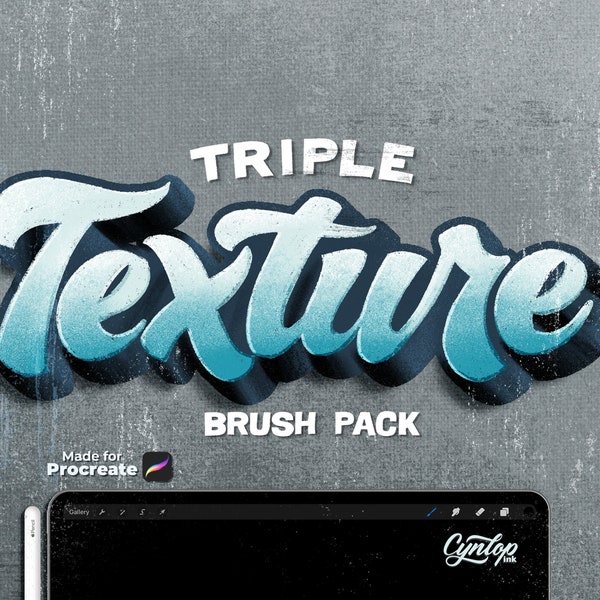 Triple Texture Brush Bundle, Drawing Grain Pencil Brush, Lettering Brush, iPad lettering,Procreate Texture Brush Set