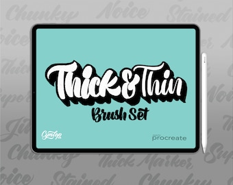 Thick & Thin Lettering Procreate Brush Pack: 6 Brushes