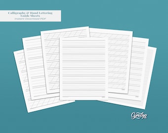 Printable Calligraphy & Hand Lettering Guidesheets | Blank Practice Guide sheets