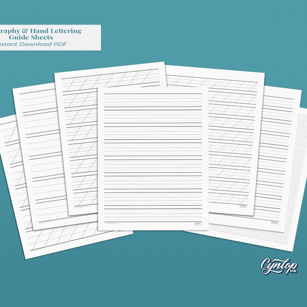 Printable Calligraphy & Hand Lettering Guidesheets | Blank Practice Guide sheets