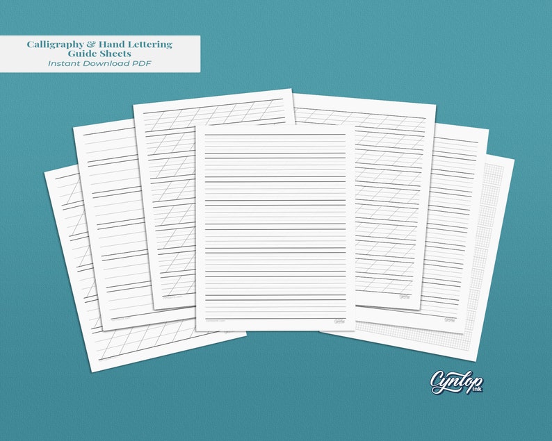 Paper Lettering Sheet Printable Calligraphy & Hand Lettering Guidesheets | Blank Practice ...