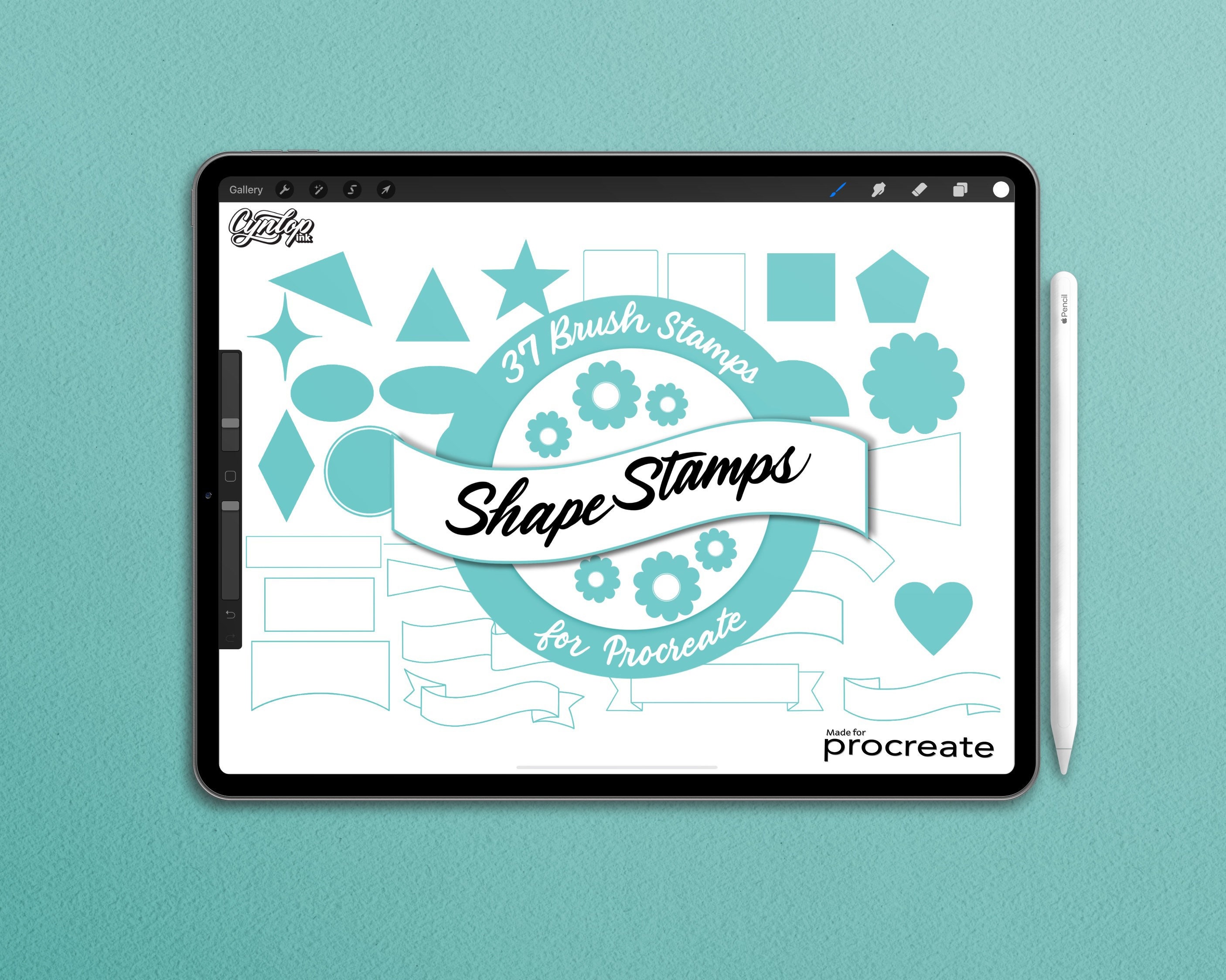 Procreate Brush Shapes Stamp Pack, 37 brush stamps
