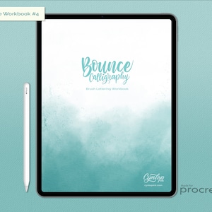Bounce Lettering Workbook #4 |  iPad Lettering Workbook | Procreate ipad Lettering, iPad lettering, Bouncy lettering practice sheets