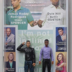 PSYCH Swan Spencer und Burton Guster OOAK 3.75 "Custom Figuren 6 "x 9" Original Card Art POPCULTICONS 2025