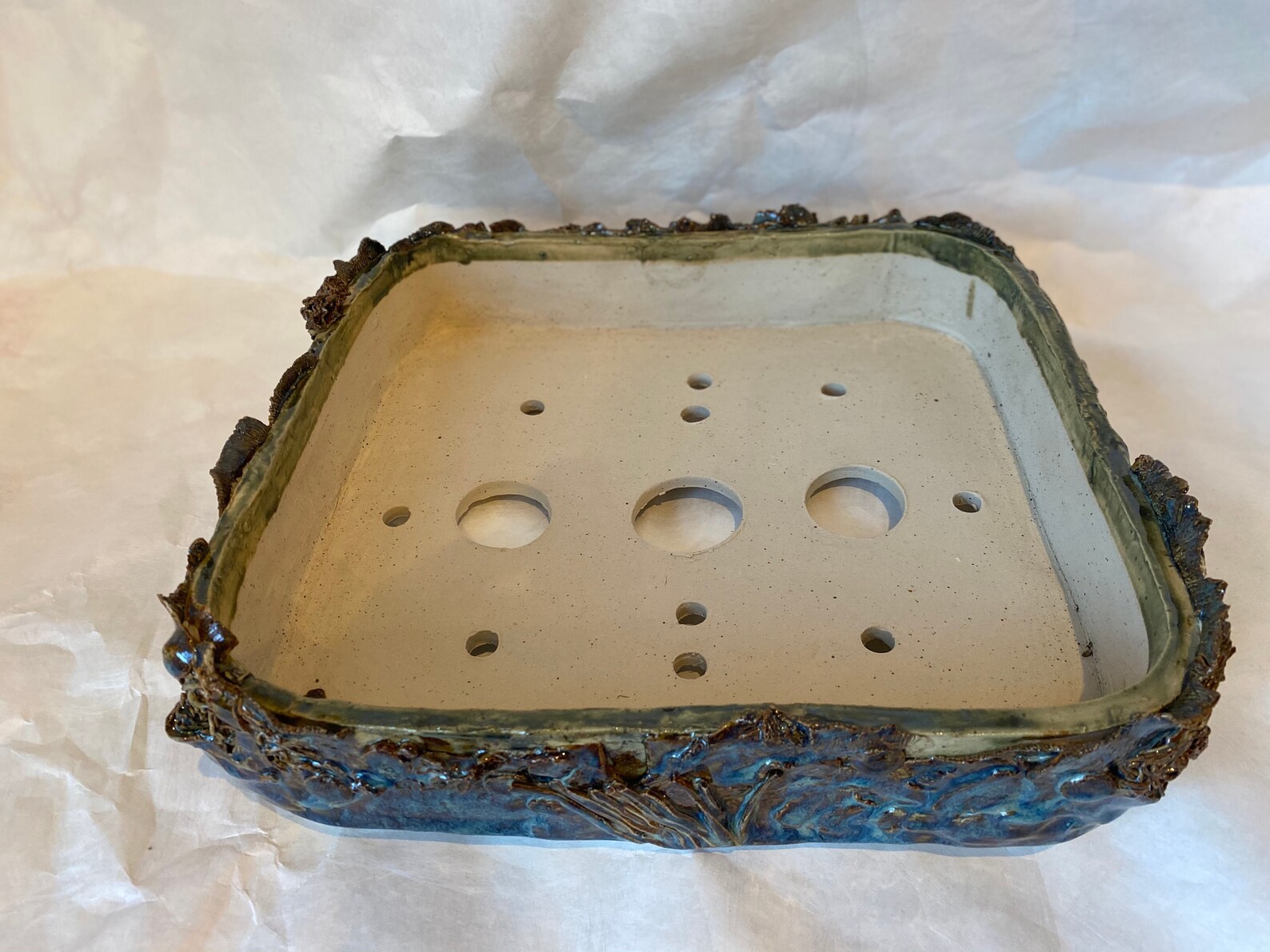 Large Bonsai Pot with an Abstract Low Bas Relief of a Land Etsy