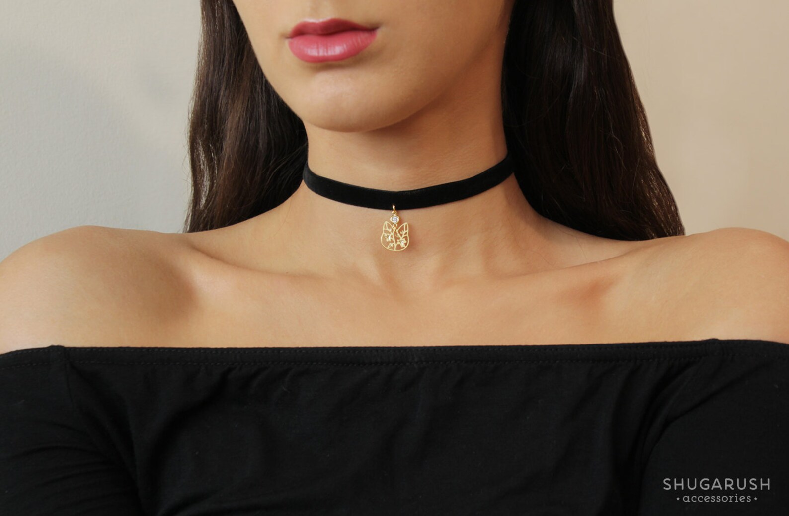 Cat choker Dainty cat charm choker crystal choker cat Etsy