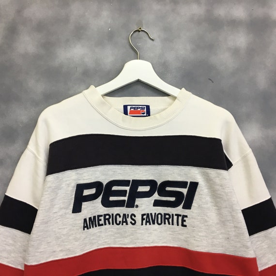 トップス Vintage 70s Spruce Pepsi Girl sweatshirt Vintage Pepsi Cola Embroidery Color Block Sweatshirt Big Logo Rare